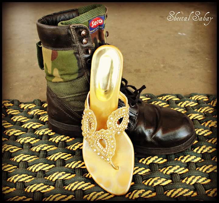 When glitter can boots simply cannot share the same shoe rack. Picture clicked by another Army wife Sheetal Sahay.